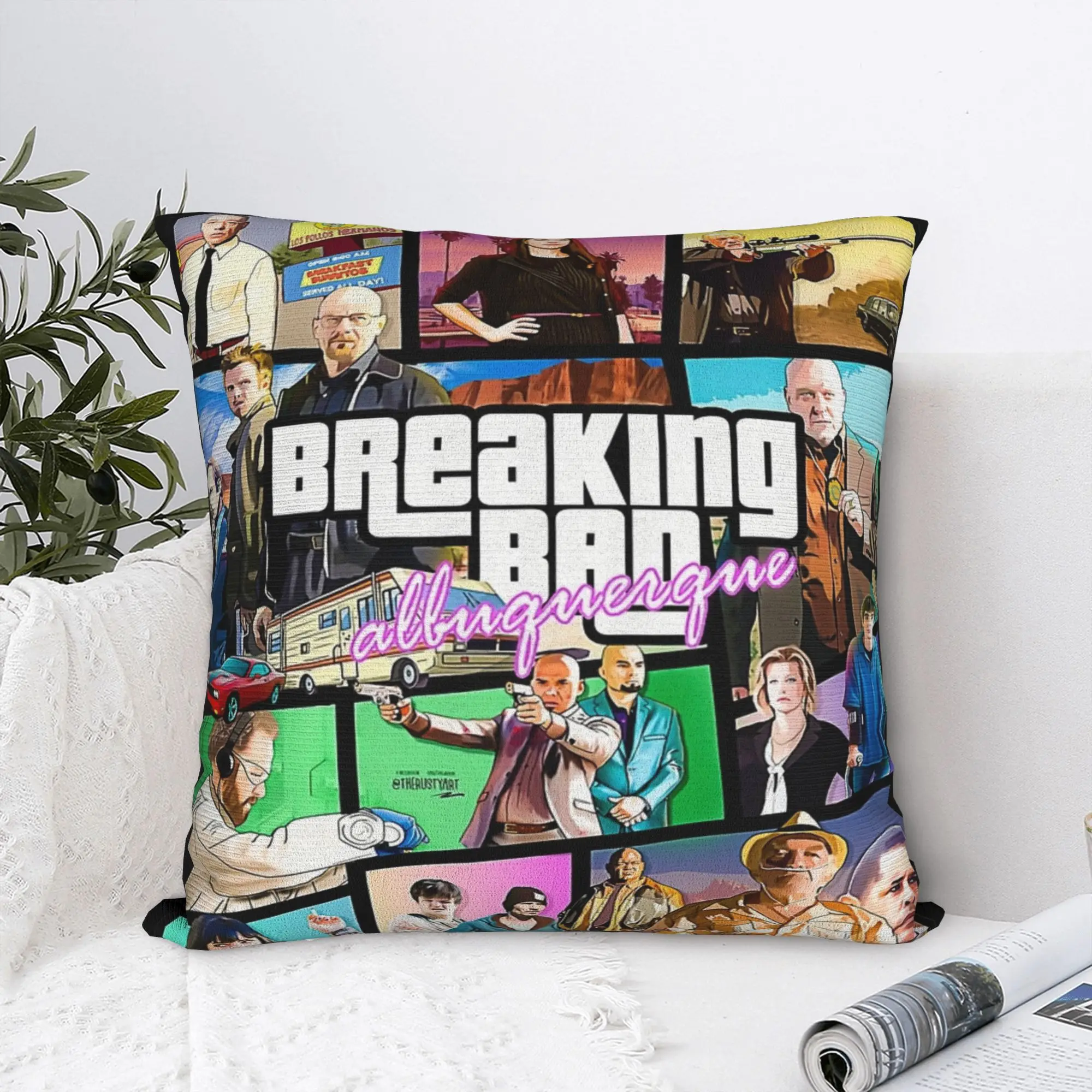 Breaking Bad Albuquerque Custom Game Art Square Pillow Case Cushion Cover Funny Polyester Decorative Pillowcase for Home 40*40cm