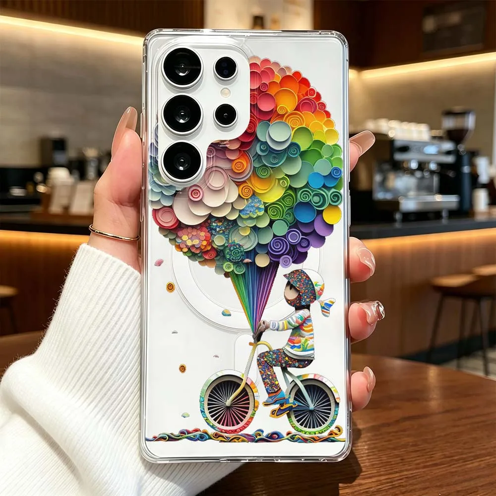 New High-End Design Balloon Phone Case For Samsung Galaxy S26 S25 S24 S23 S22 Ultra FE Plus A56 Transparent Magnetic Cover