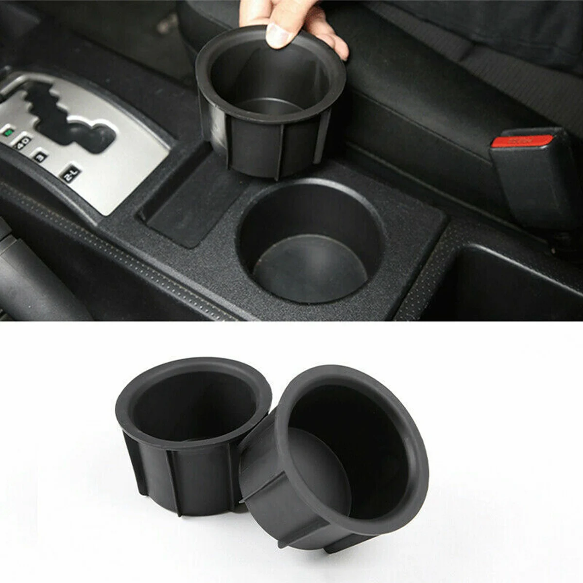 2PCS Center Console Cup Holder Insert 55616-35010 for Toyota Fj Cruiser 2007 2008 2009 2010 2011 2012 2013 2014