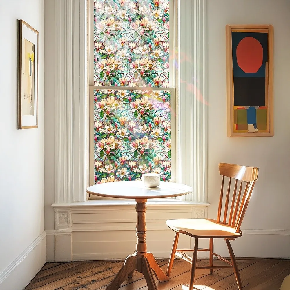 Static Cling Lattice Window Film Sticker Non-Adhesive Rainbow Pattern Static Cling Film Sticker Anti-Glare 3D Design