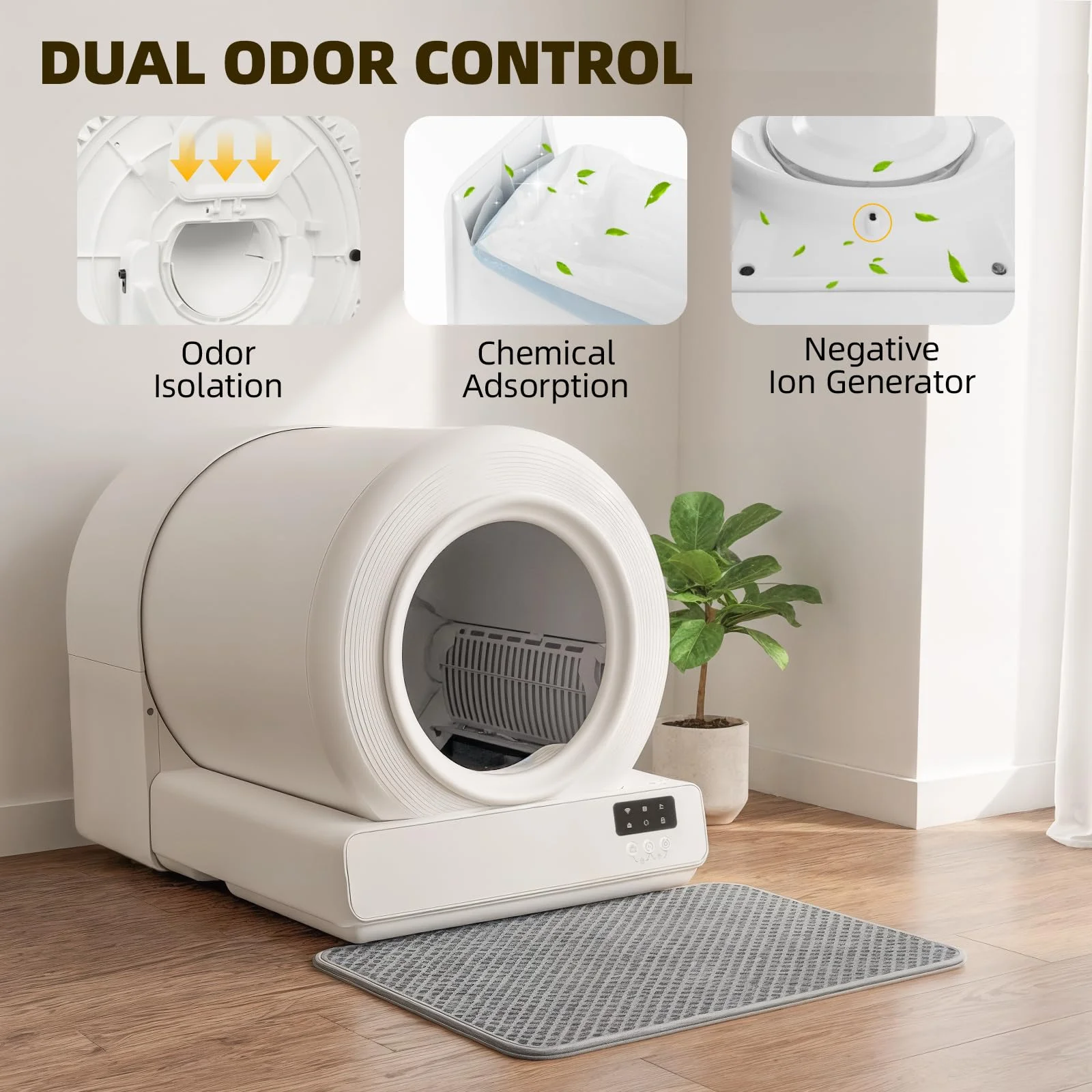 Seamless Stainless Steel Self Cleaning Litter Box with Wi-Fi & App Control Automatic Cat Litter Box Multi Sensor Safety