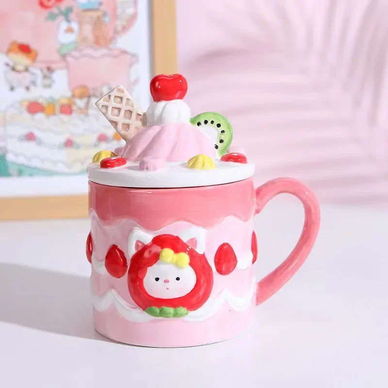 

Creative Strawberry Cookies Ceramic Mug Cute Candy Salt Jar Wedding Tea Set Birthday Gift Home Decoration Accessories