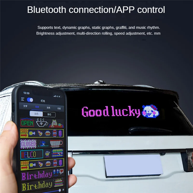 A14M LED 픽셀 패널, USB 5V 유연한 LED 모듈 RGB 스크롤 텍스트 애니메이션 디스플레이, 블루투스 APP, 16X32 Led 7X17cm 사용하기 쉬운