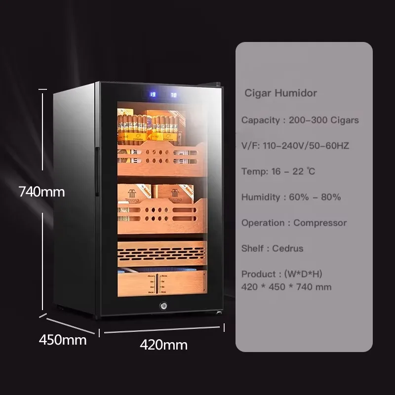 Humidor de cigarros 200 - 300 piezas de enfriamiento de compresor de tamaño pequeño de cigarros independiente