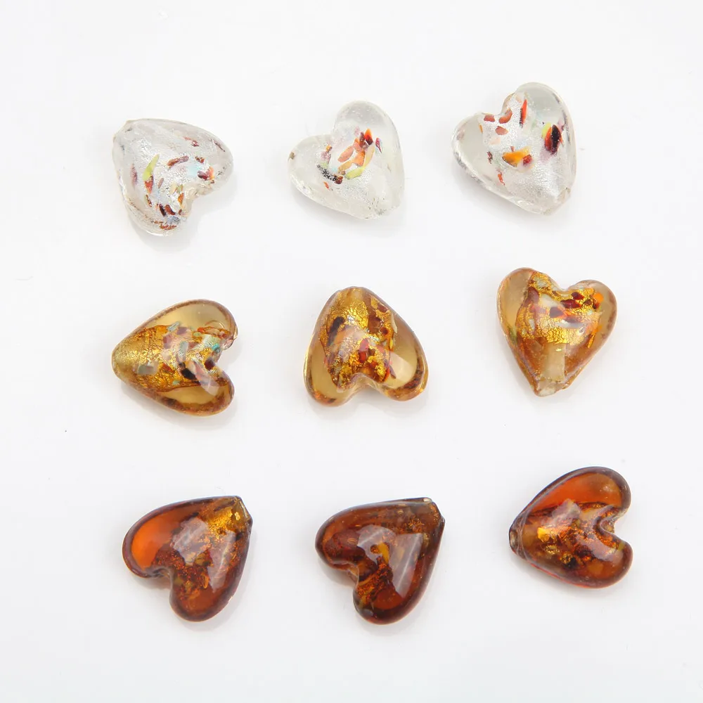 10PCS 16mm Heart Pendant Glass Beads Charms for Jewelry Making Bracelet Diy Necklace Handmade Supplies Accessories