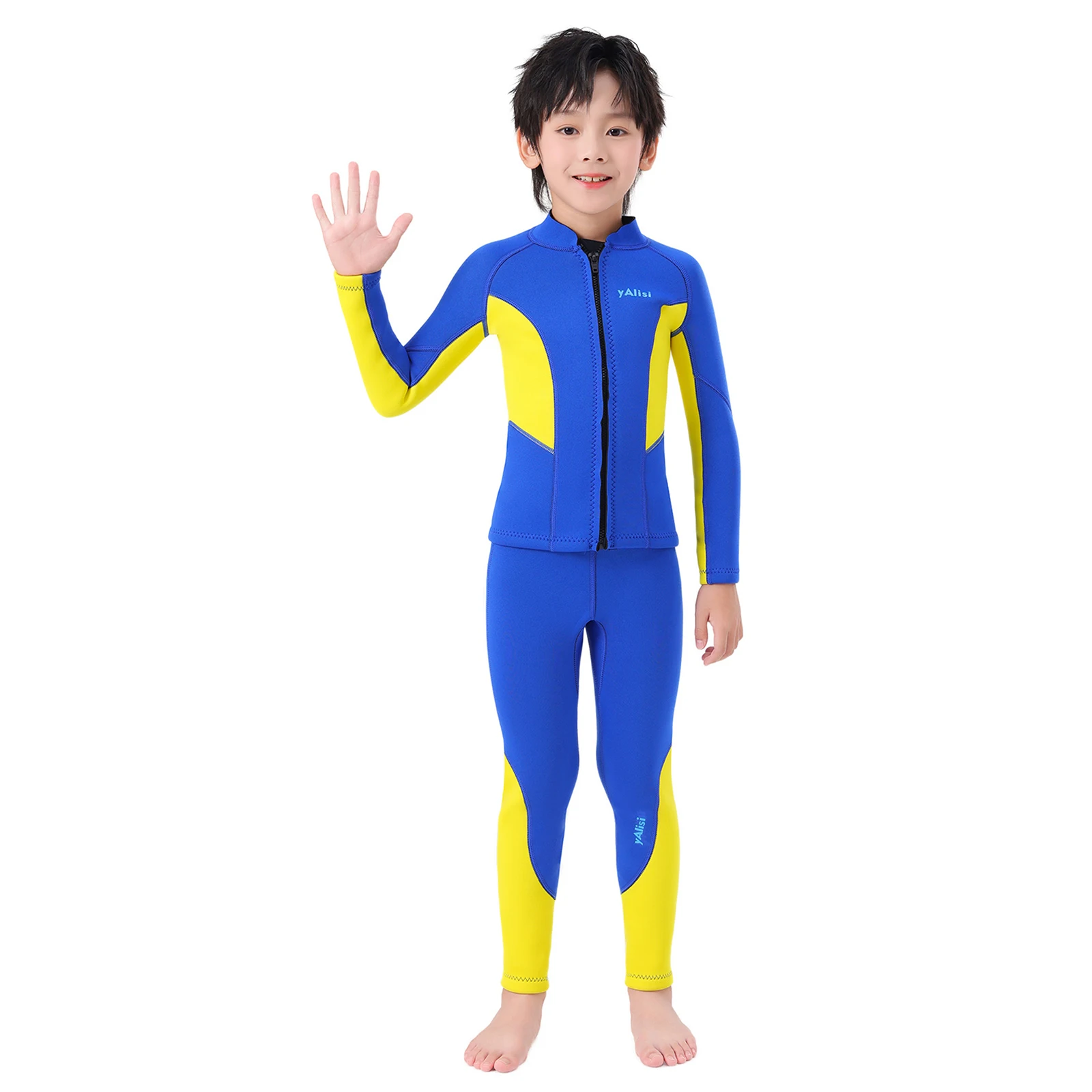 

Детские летние спортивные купальники для мальчиков, неопреновый купальник 2,5 мм, топы с длинными рукавами, брюки, гидрокостюм из 2 предметов, боди для плавания, серфинга, дайвинга