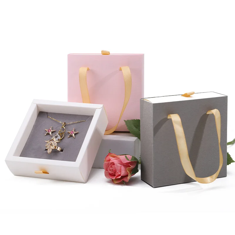 Thick Paper Jewelry Organizer Box Ring Necklace Earrings Bracelet Gift Storage Portable Handbag Drawer Jewelry Box Wholesale