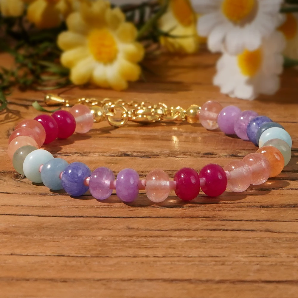 1pc Gorgeous Abacus Seed Fashion Jewelry Natural Stone Bangles Handmade Gemstone Beaded Bracelets for Women Friendship Gifts