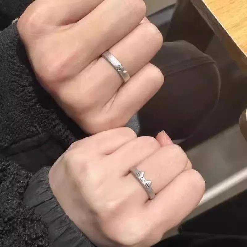 2pcs Cute Cat Dog Animal Couple Ring for Women Men 2025 New Fashion Statement Lover Rings Valentine's Day Party Jewelry Gifts image 4