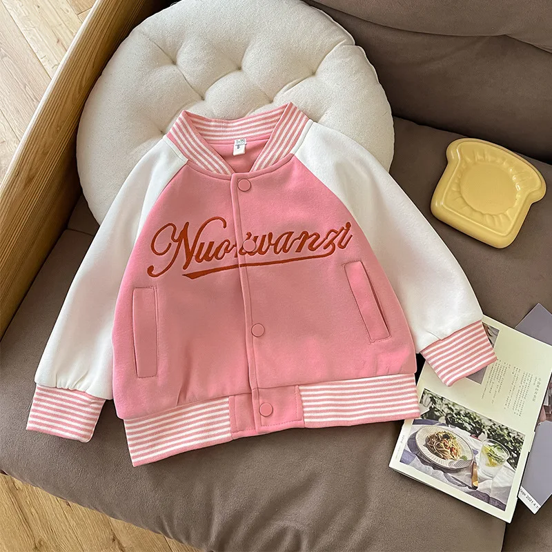 Chaqueta de béisbol coreana para niños y niñas, ropa informal con letras de retales de Color, novedad de otoño, 2024