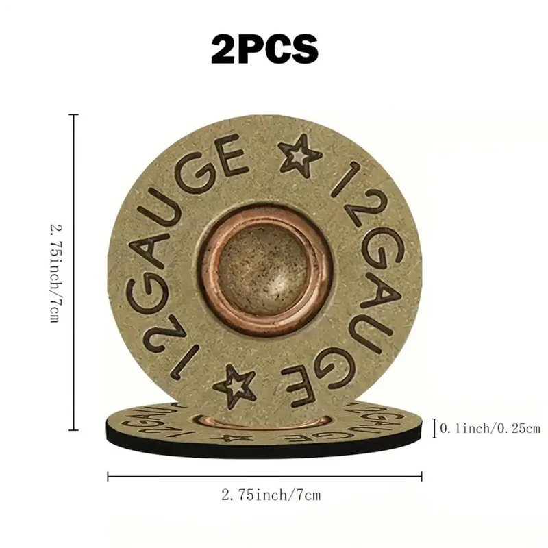 2pcs Bullet Base Pattern Car Coasters, for Car, Home and Office Desk Coasters, Gift for Dad, Non-slip Car Coasters