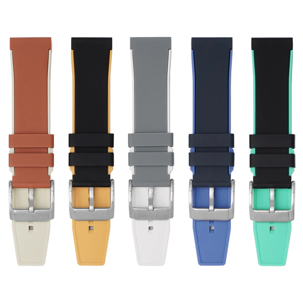 Correa de bloqueo de color de 22mm adecuada para Baobo Swatch, cadena de reloj de liberación rápida de silicona de doble color del Océano Sur