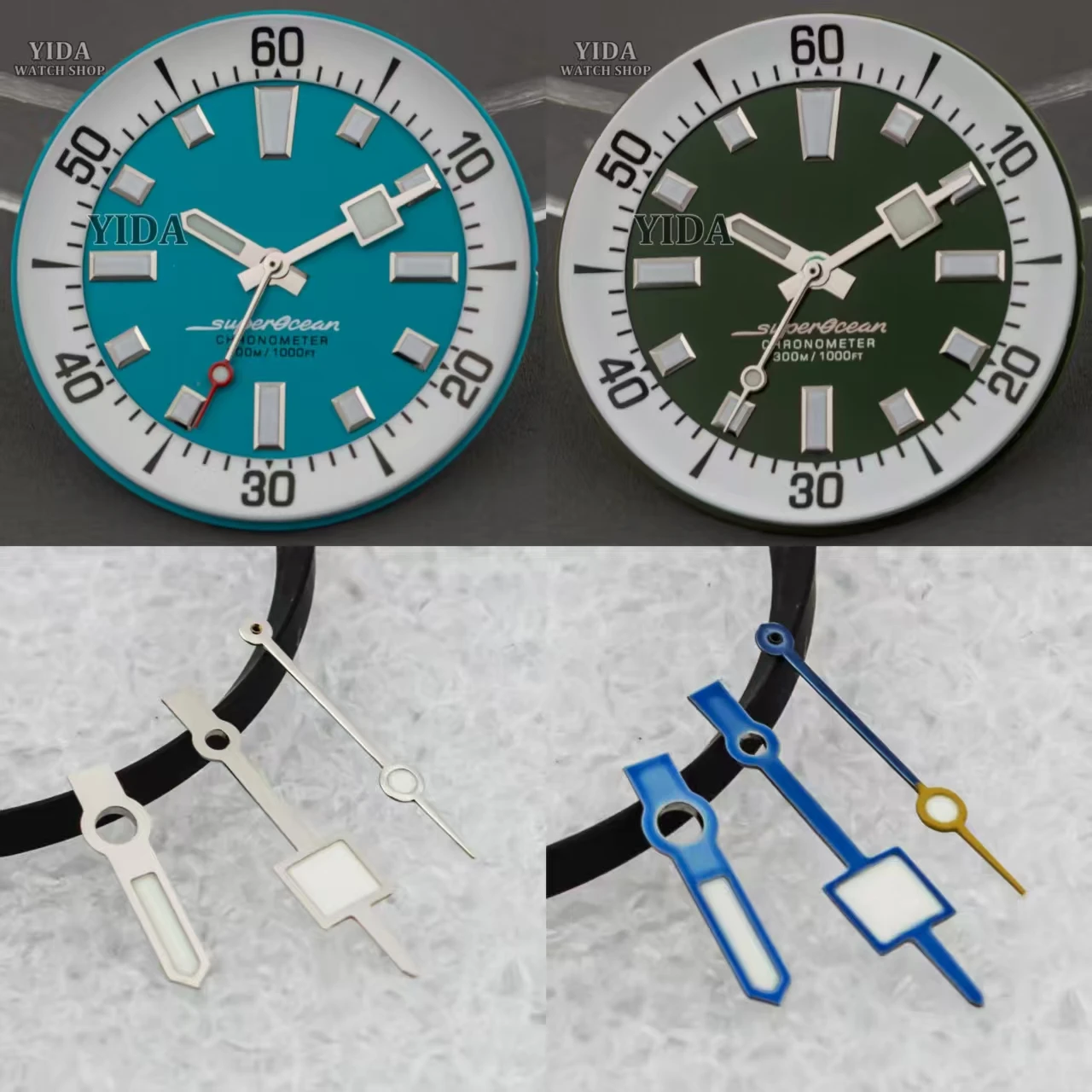 

33.5mm Dial Green Blue Luminous Hands for SUPEROCEAN fit NH35 NH36 Mechanical Movement Mod Watch Face Pointers Accessories Parts