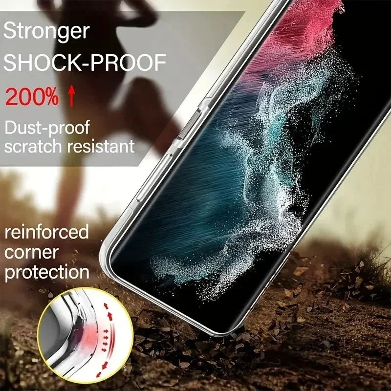 

S25 Clear 360 Full Wrap Phone Case for Samsung Galaxy S25 Ultra S24 S23 S22 S21 A52 A53 A54 A16 Transparent Back Cover