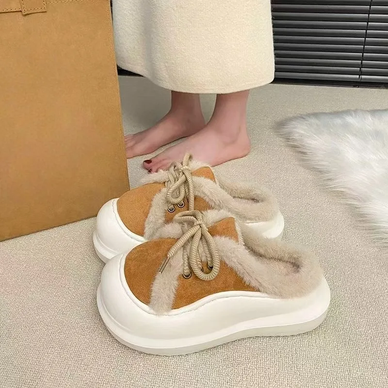 

Весна и осень 2026, новые тапочки Baotou на толстой подошве, женские маленькие белые туфли, полутапочки на толстой подошве с маффином