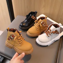 2024 Autumn New Children's Shoes, Girls' Baby Boots, Yellow Boots, Boys' Casual Soft soled Short Boots