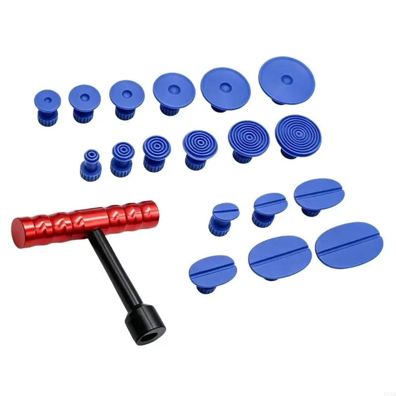 Auto Body Blemish Repair Puller Tool with Side Handle and 18 Pull Heads, Manual Car Exterior Pulling for Small Vehicle Body