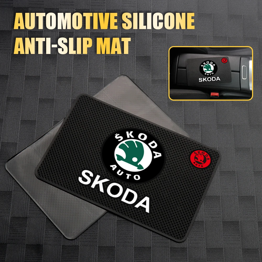 1PC Auto Stil Nicht-slip Silikon Pad Dashboard Sticky Pad Handy Halter Für Skoda Fabia Superb Schnelle Karoq VII Yeti Kodiaq