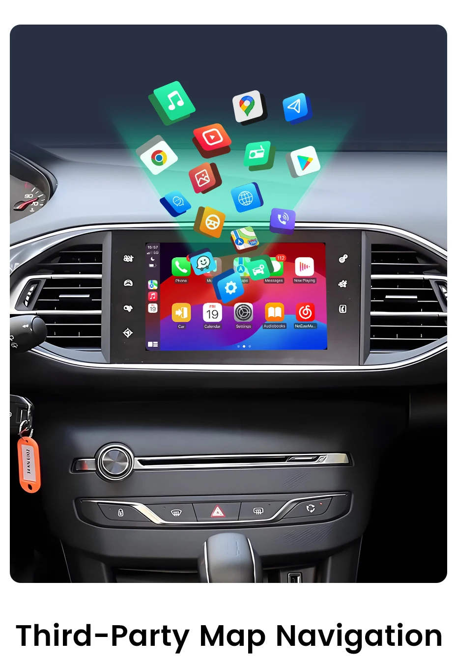 Junsun Wireless CarPlay Android Auto Modul Decoder Für Peugeot Citroen SMEG MRN Picasso C4 C5 DS4 DS3 308 508 208 3008 Airpaly – Detail 5