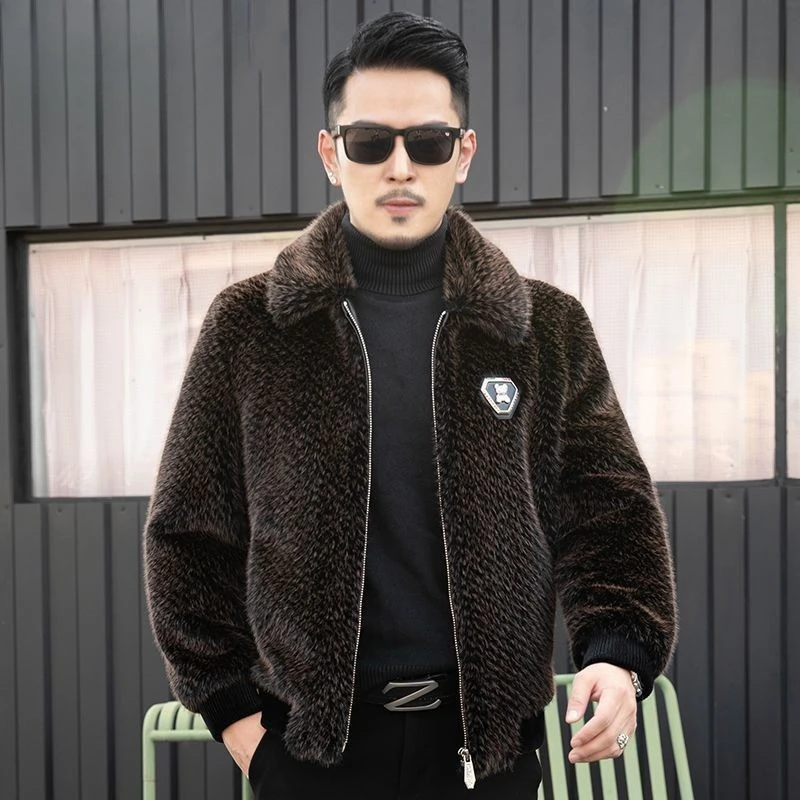 Limited time promotion for men's winter thick new mink fur men's mink fur coat, high-end winter warm jacket