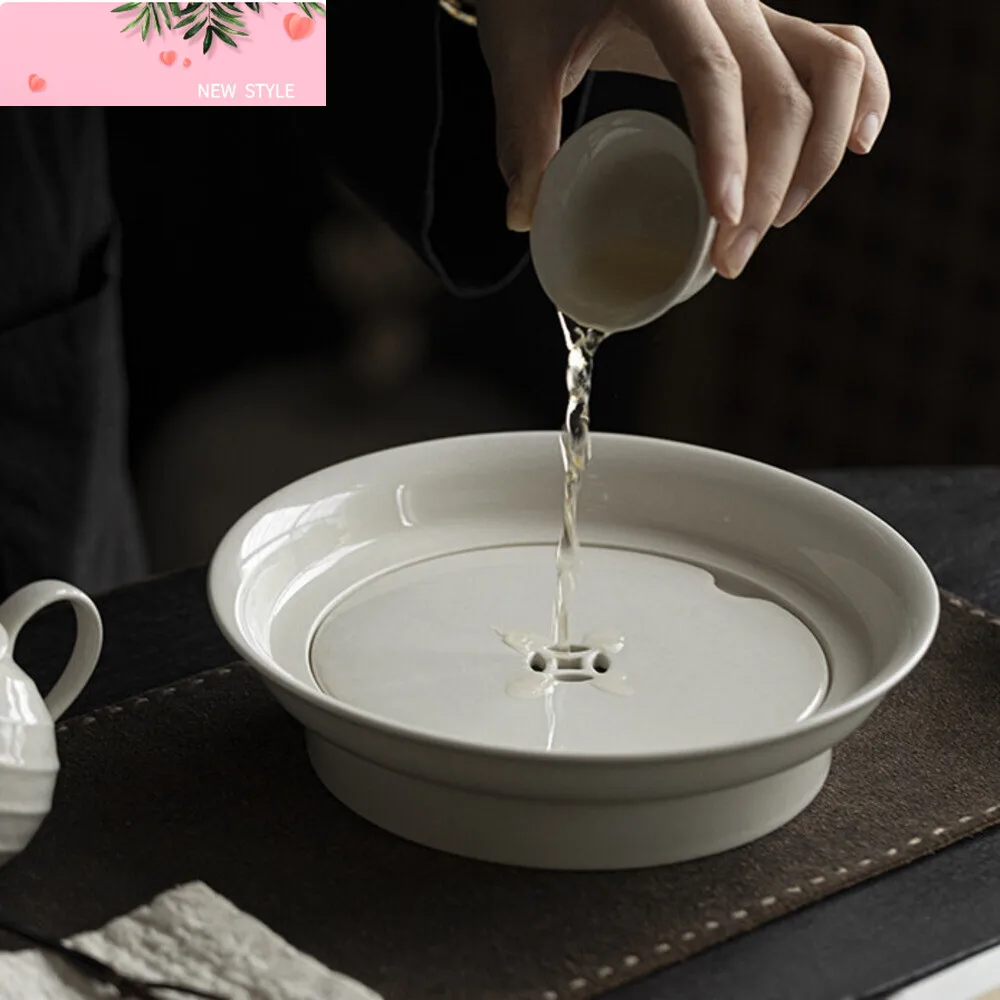 

Ретро трава, дерево, серый глазурованный поднос для чая, большой бытовой горшок для хранения воды, держатель на подшипнике, двухслойный стол для сухого заваривания, чайные предметы