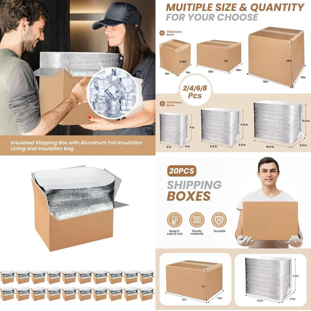 

Reusable Insulated Shipping Boxes with Oil Liner, Thermal Cold Packs, 12x10x7