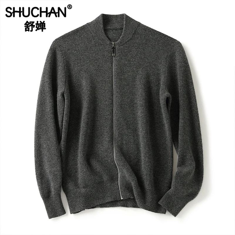 Men Zipper Thick 100% Cashmere New 2023 Winter Keep Warm Cardigan for Men Business Smart Casual Computer Knitted