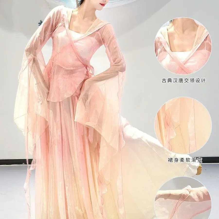 Elegant and Fairy New Classical Dance Performance Training Clothes for Women's Chinese Style Dance Gauze Clothes