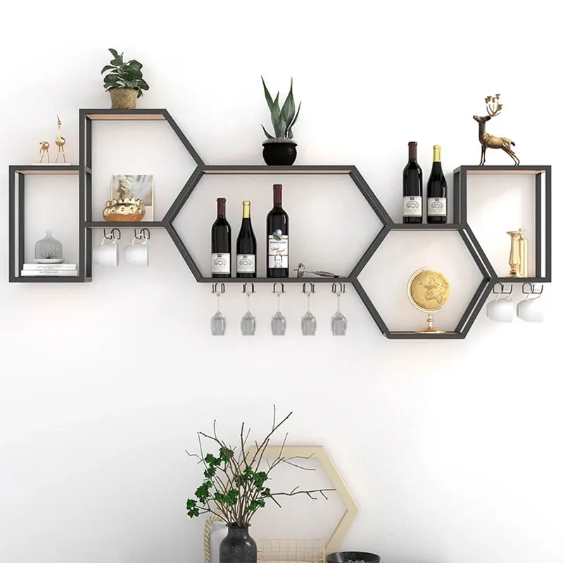 Storage Modern Wine Holder Minimalist Black Display Wall Wine Rack Bottle Living Room Restaurant Estante Para Vino Bar Furniture