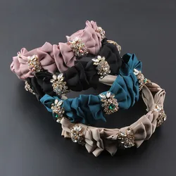 New Fashion Woven Fabric Inlaid Rhinestone Geometric Hair Accessories Ladies Prom Street Shooting Trend Headband Headwear 859