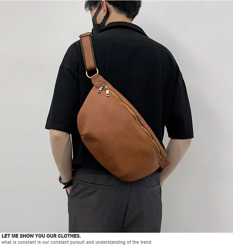 2023 Fashion Men's Retro Chest Bag Leather Bag Large Capacity Leisure Backpack High Quality Pu Leather Shoulder Crossbody Bag