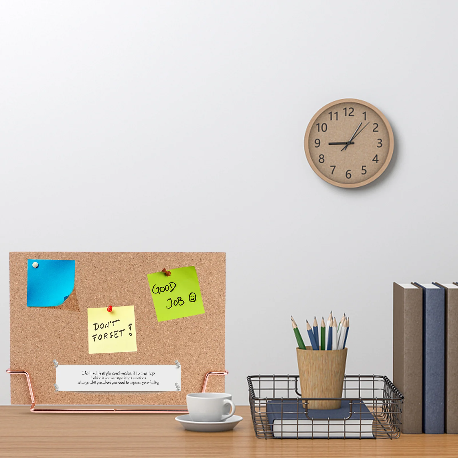 

Bulletin Board Cork Board Wooden Pin Memo Notice Rose Gold Base for Home Classroom Meeting Rooms