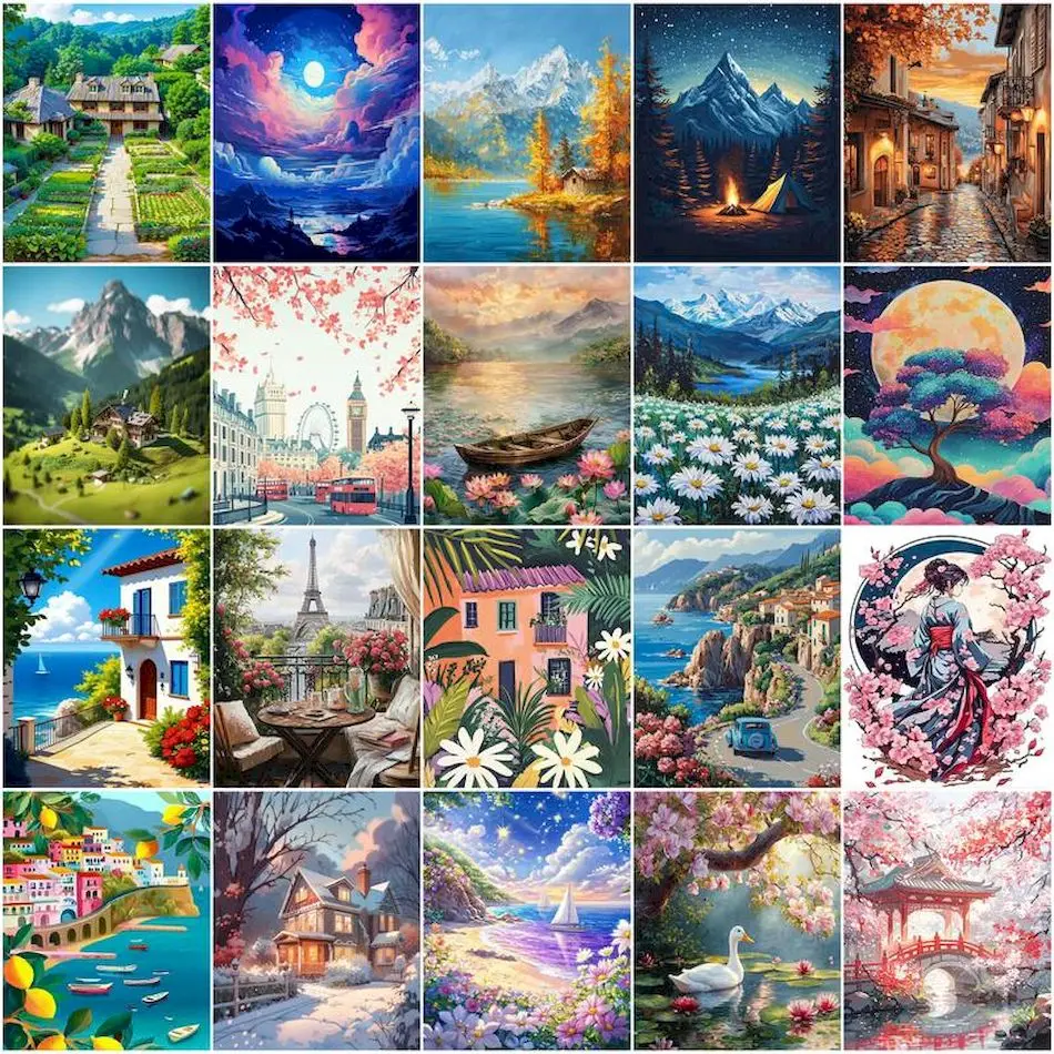 GATYZTORY Painting By Number Adults New Oil Art Watercolors Pictures By Numbers Landscape Funky Home Decor Items Adults Crafts