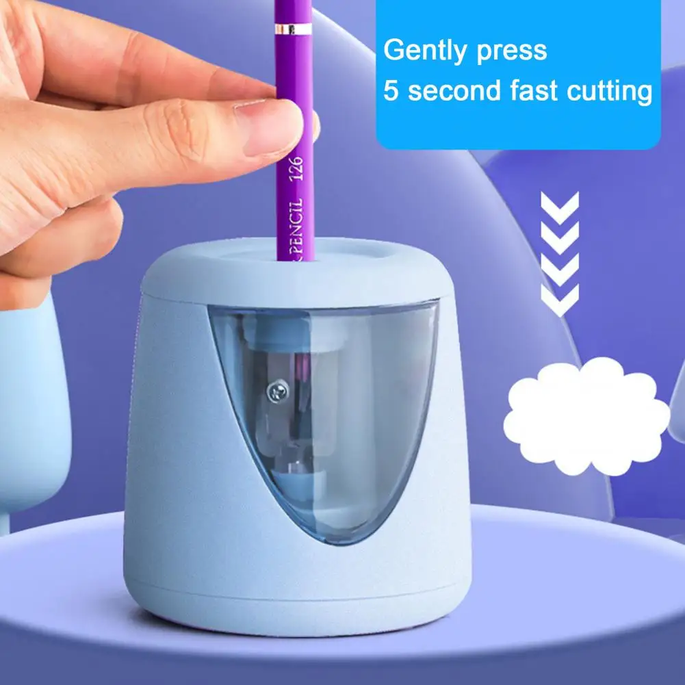 1 Set Electric Pencil Sharpener with Cutter USB Rechargeable Battery Operated Portable Automatic Pencil Sharpener School Student