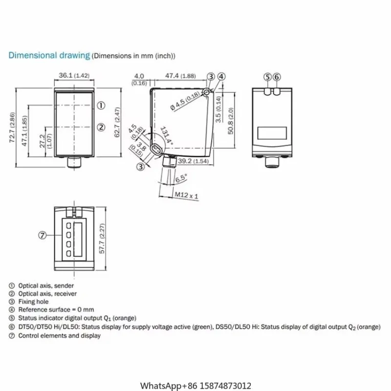 

Датчик среднего диапазона SICK DS50-P1122 1047405 Датчик измерения PNP