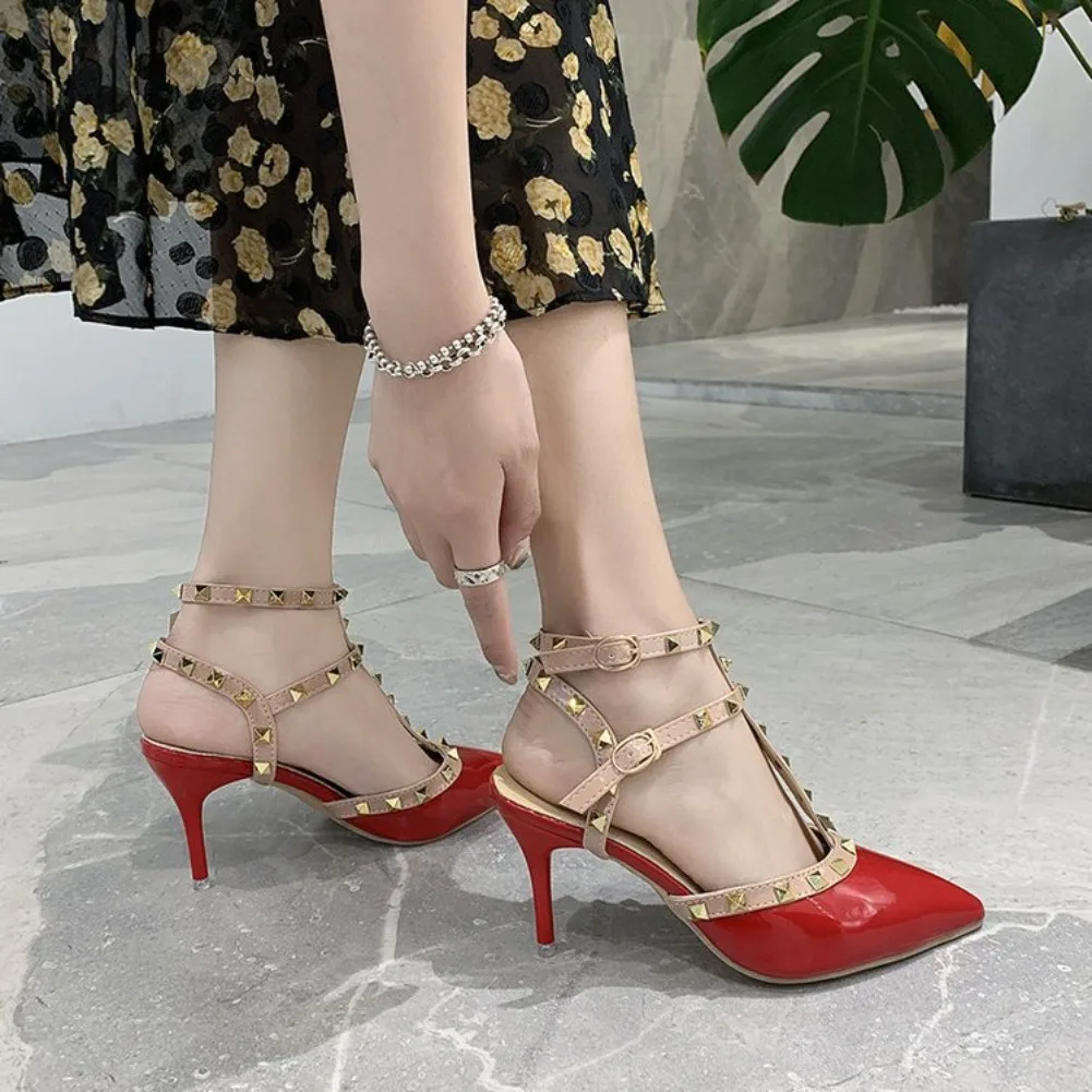 Damen Mode Sexy Sandalen 2026 Neue Spitzschuh-Design mit Schnalle und Nieten Trendige High Heels Schuhe für Kleider, Hochzeiten, Bankette und Partys – Detail 6
