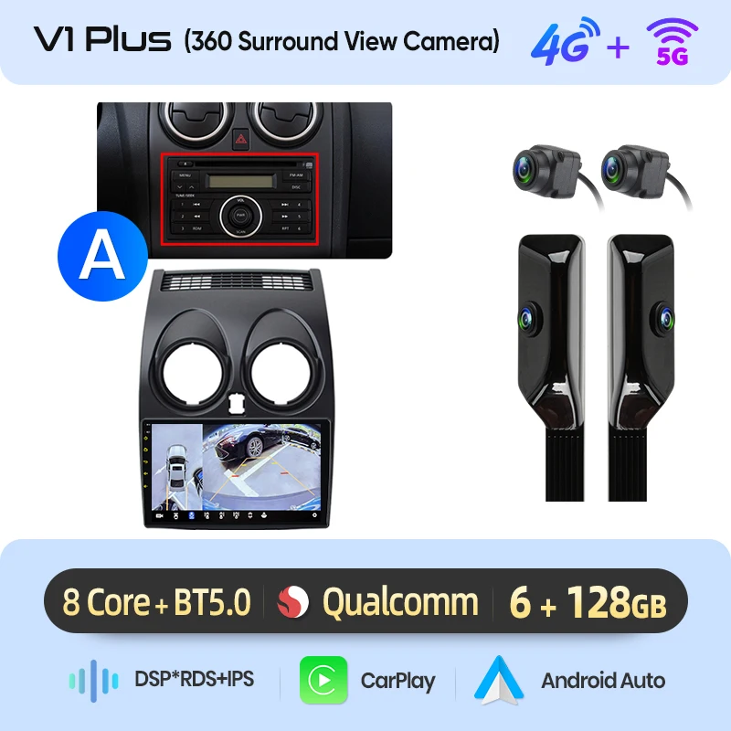 Junsun 9 inch Android 15 autoradio voor Nissan Qashqai J10 2006-2013 draadloos voor Apple CarPlay Auto IPS scherm stereo multimediaspeler automotive slimme intelligente systemen 2 Din autoradio head