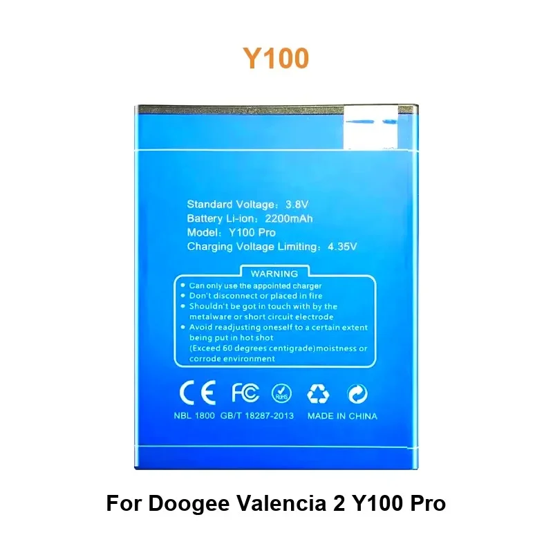 Аккумулятор мобильного телефона для Doogee Valencia 2 Y100 Pro Y100, 2200 мАч, реальная емкость
