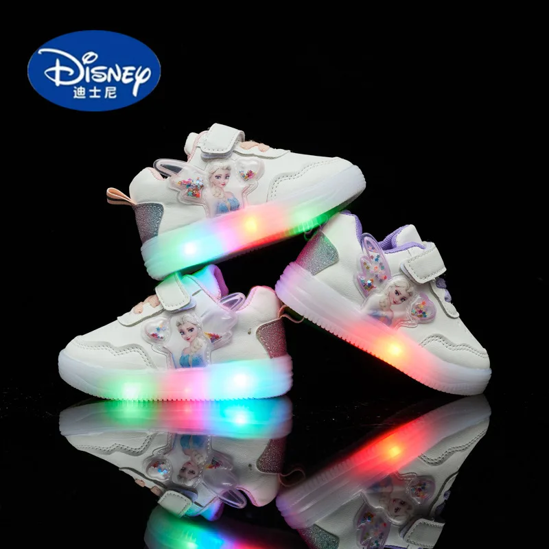

Disney 2025 Princess Light Shoes, Leather Cartoon Sneakers, Anti-Slip Sole Kids