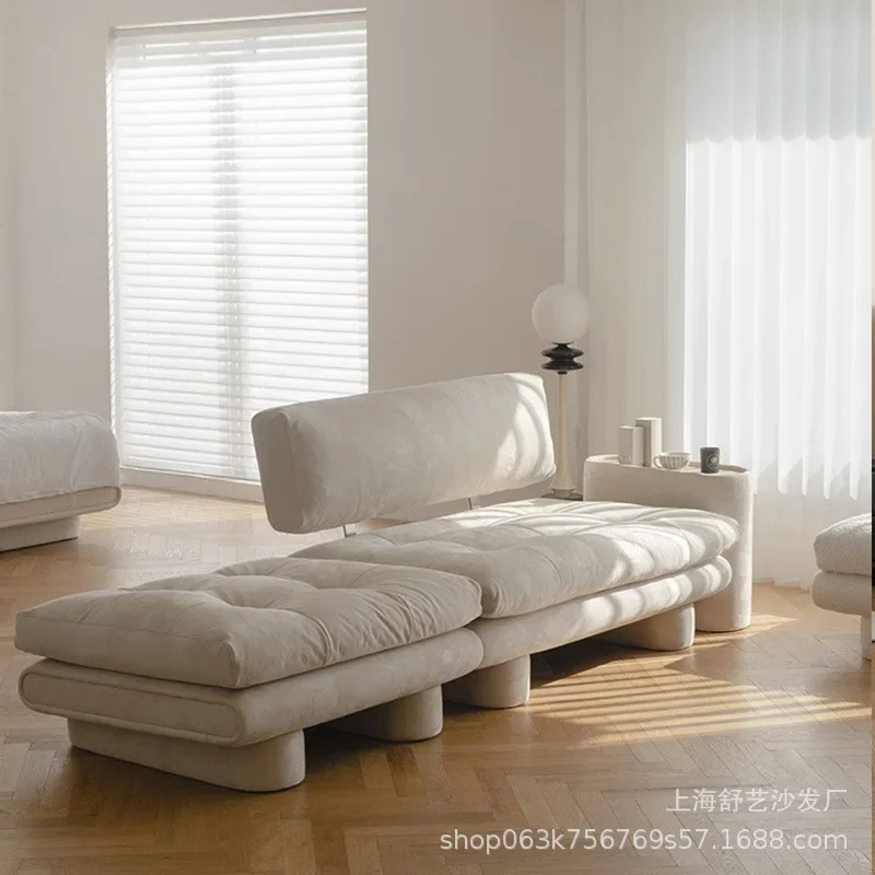 Sofa Quiet Style Mid-Ancient Fabric Sofa Technology Anti-Scratching down Double Small Apartment