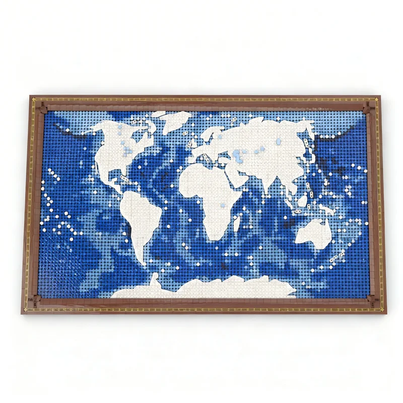 8766pcs MOC Art World Map - Version 1 White & Plane Model Building Blocks Architecture Toy Christmas Gift Education DIY 3D Brick