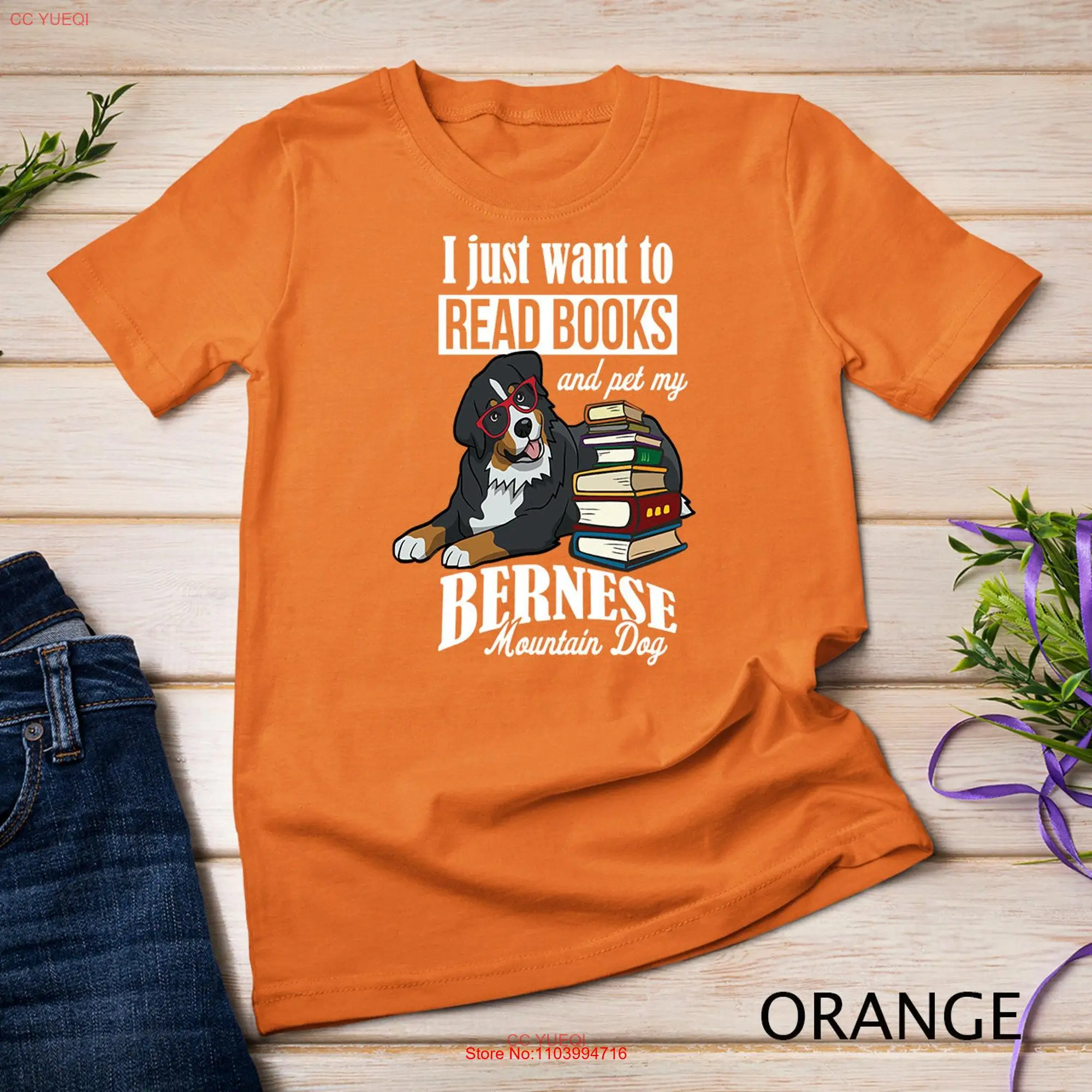 Bernese Mountain Dog Reading Book Lover T shirt SweaT long or short sleeves