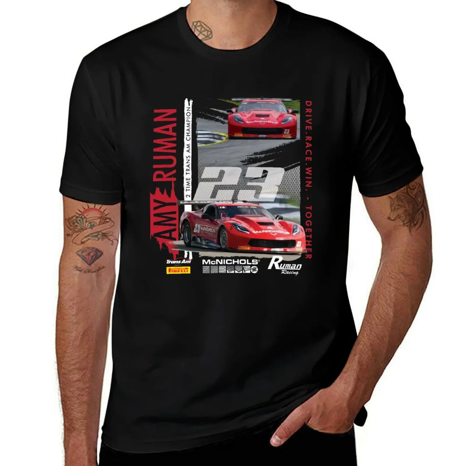 Ruman/McNichols Racing Design T-Shirt Summer Fashion Casual Tee Shirt