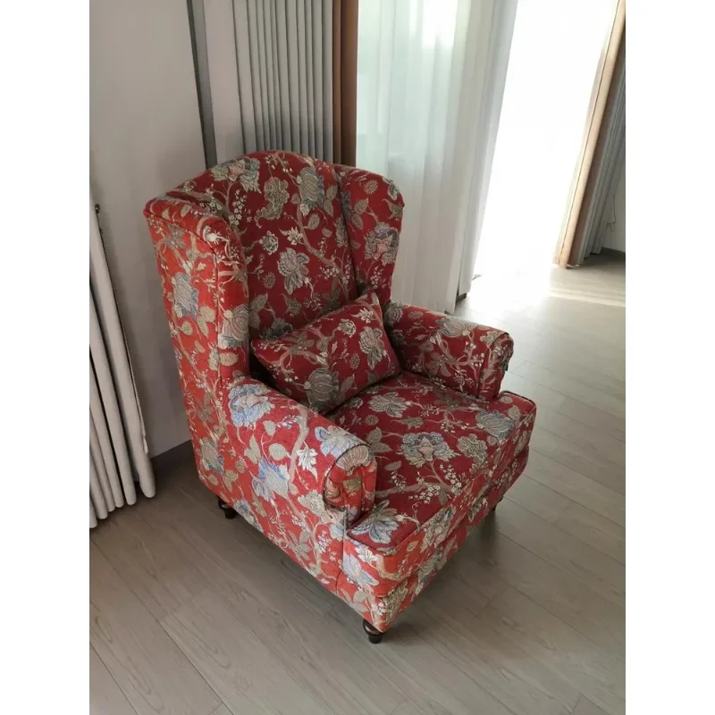 Amerykańskie krzesło tygrysie z litego drewna pojedynczy salon sofa z żakardowej tkaniny małe mieszkanie sypialnia fotel wypoczynkowy retro sofa