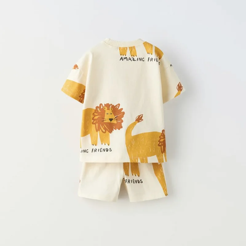 Summer Sets Kids Fashion Casual TShirt+Shorts Boys Baby Cute Tees Shorts Two Piece Children New Full Print Short Sleeve Outfits