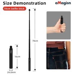 Amagisn 16-70Cm Invisible Selfie Stick for Gopro Insta 360 Sjcam Akaso Action Camera Aluminum Alloy Selfie Stick Accessories