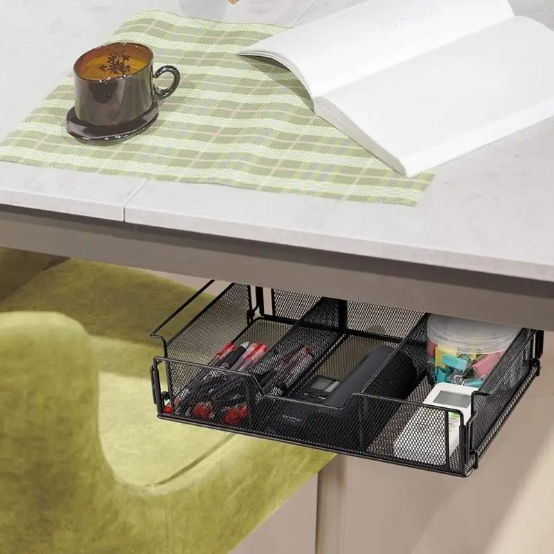 Y5LB Under Desk Drawer with Screws, Desk Box Slide-Out Storage Drawer Large Capacity Desk Drawer