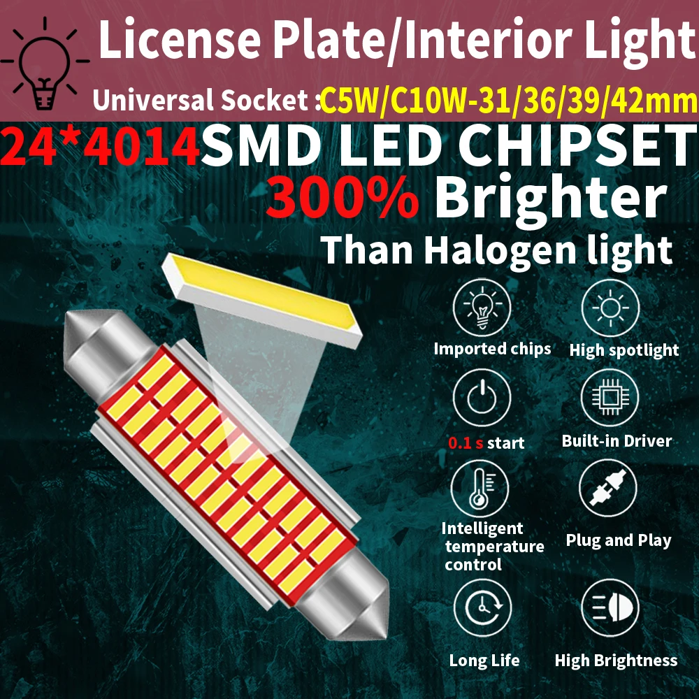 車内用LED電球,読書灯,ドーム,トランク,オペルアストラj用ダイオードランプ,31mm, 36mm, 39mm, 41mm, 42mm, 2x c5w