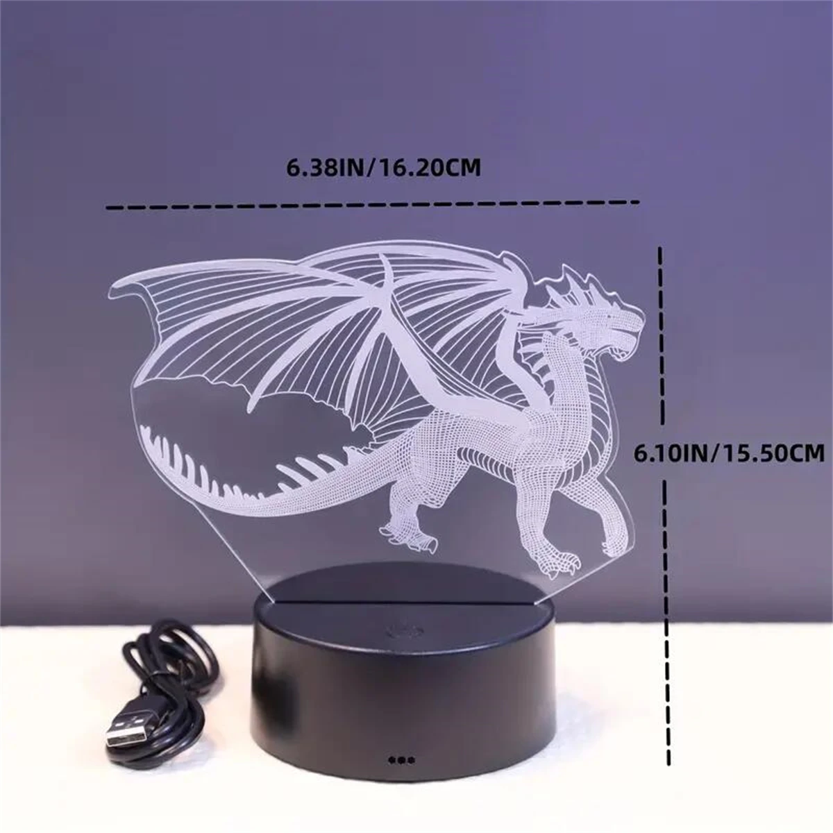 1pc  Fiery Dragon 3D Night Light, 3D Optical Illusion Lamp With Touch, 7-Color Changing Ambient Light For Bedroom