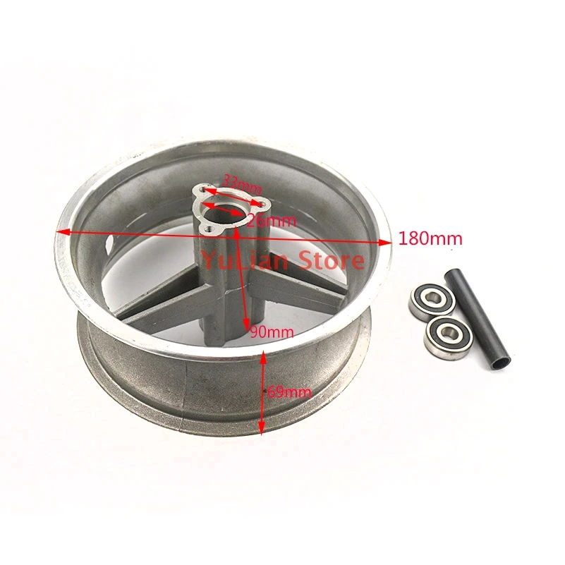 90/65-6.5 front Wheel hub 6.5 inch Aluminum rims fits 47cc 49cc Mini Dirt Bike e Scooter Mini Moto